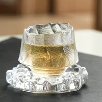 hand made heat resistant glass lotus master cup tea cup japanese cup single personal transparent frosted tea cup