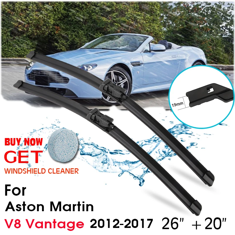 

Car Wiper Blade Front Window Windshield Rubber Silicon Refill Wipers For Aston Martin V8 Vantage 2012-2017 LHD / RHD 26"+20"