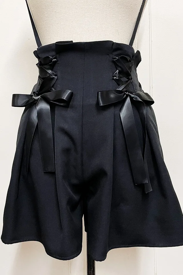 Lolita Cute Slim-Fit Sweet Pink Suspender Short Pants Women Lace-up Bow Elastic High Waist Shorts 2023 New Spring Summer Shorts