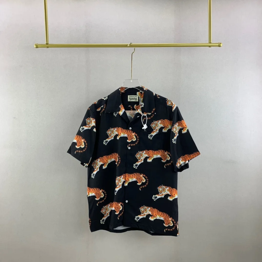 Выкройка тигра WACKO MARIA Hawaii Shirt Мужчины Женщины 1:1 Футболка лучшего качества