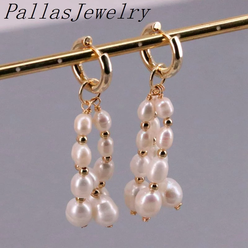 Серьги-кольца женские с пресноводным жемчугом 3 пары |