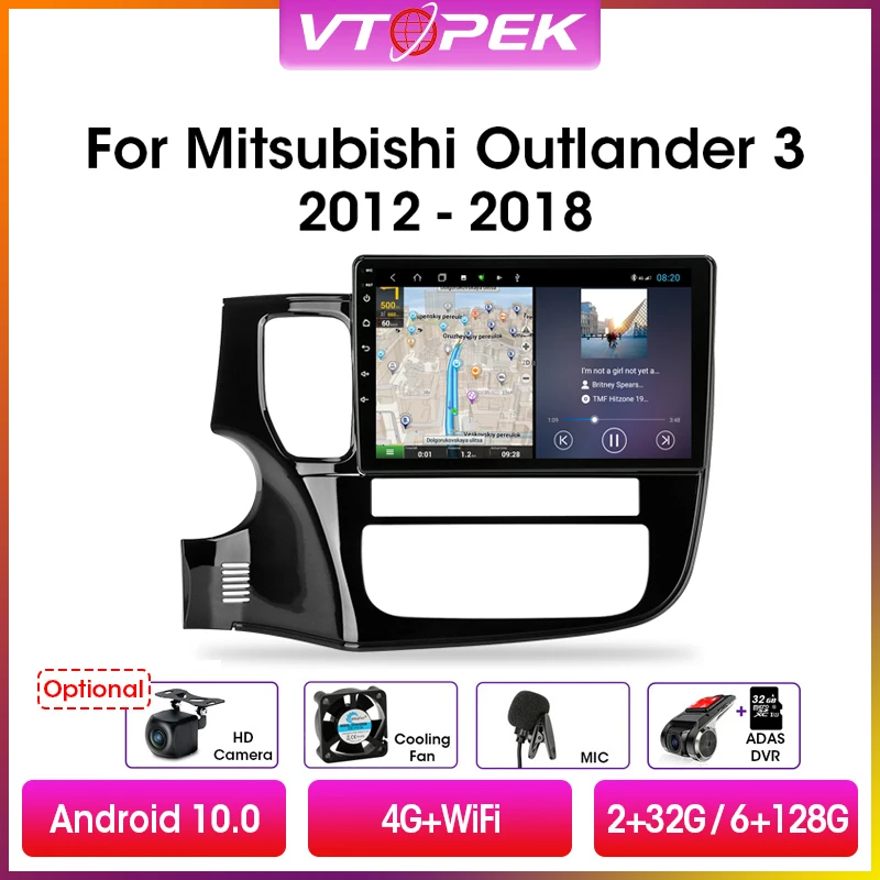 vtopek 10 4g dsp 2din android 10 0 car radio multimedia player navigation gps for mitsubishi outlander xl 3 2012 2018 head unit free global shipping