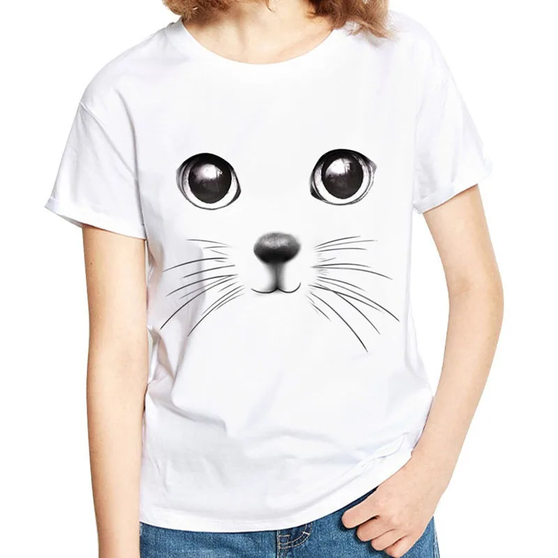 Personality round neck domitable short sleeve cat 2022 men's and women's T-shirt 3D round neck stereo new