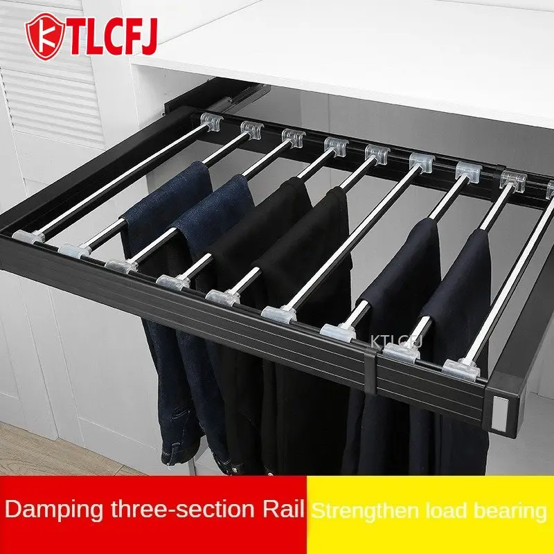 

Оборудование для стеллажа KTLCFJ, направляющая для хранения бытовых подвешиваемых брюк, Выдвижной Телескопический брючный прибор со встроенной верхней частью