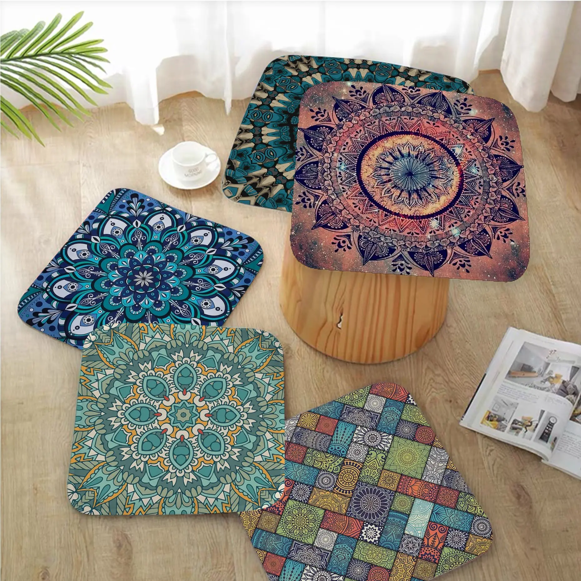 

Mandala Flower Four Seasons Sofa Mat Dining Room Table Chair Cushions Unisex Fashion Anti-slip Cushion Pads
