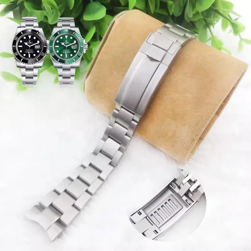 

Green Water Ghost Watch Band Male Fine Adjustment Steel Band for Rolex Black Water Ghost Diver Solid 904Steel Watch Chain 20mm