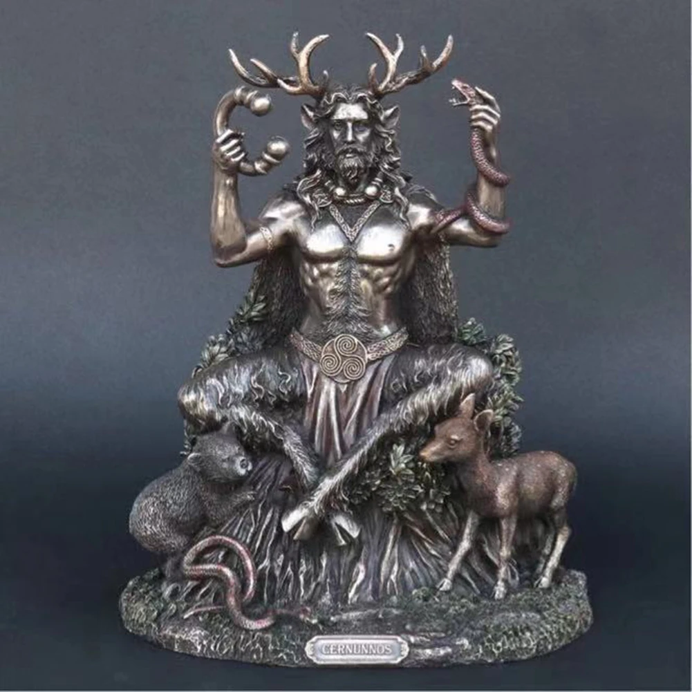 Resin Cernunnos Horned Animal God Statue Figurine Crafts Home Garden Animal God Sculpture The Underworld Art Landscape Decor