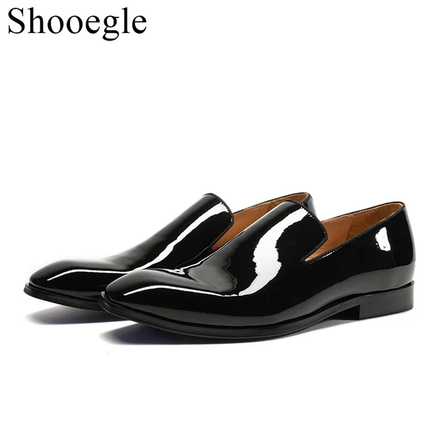 Men Dress Leather Shoes Slip on Patent Leather Mens Casual Oxford Shoe Moccasin Glitter Male Footwear Pointed Toe Shoes for Men 1