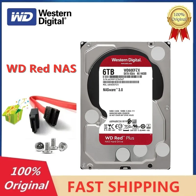 Western Digital WD Red NAS 6TB Hard Disk Drive 3.5" 6T Internal Hard Drive 5400RPM SATA 6Gb/s 256MB Cache For Desktop Original