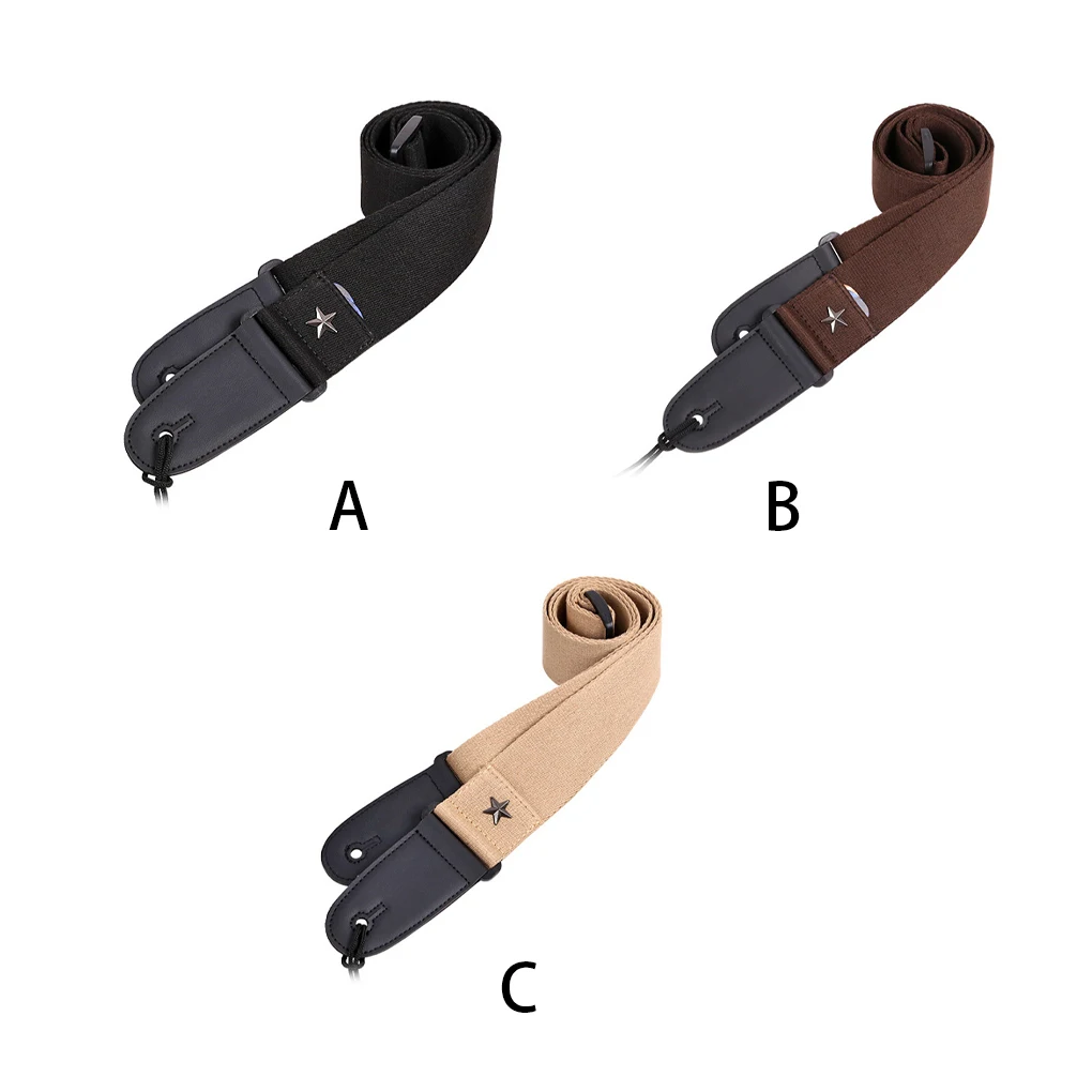 

Guitar Strap Cotton Adjustable Length Electric Bass Shoulder Belt Musical Instrument Replacement Spare Musician Khaki