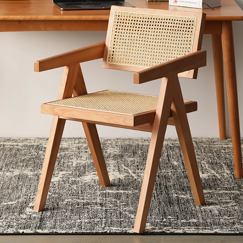 

Стул из ротанга в скандинавском стиле, деревянный минималистичный эргономичный дизайнерский стул для столовой, Современная комната для отдыха, офисные товары для дома