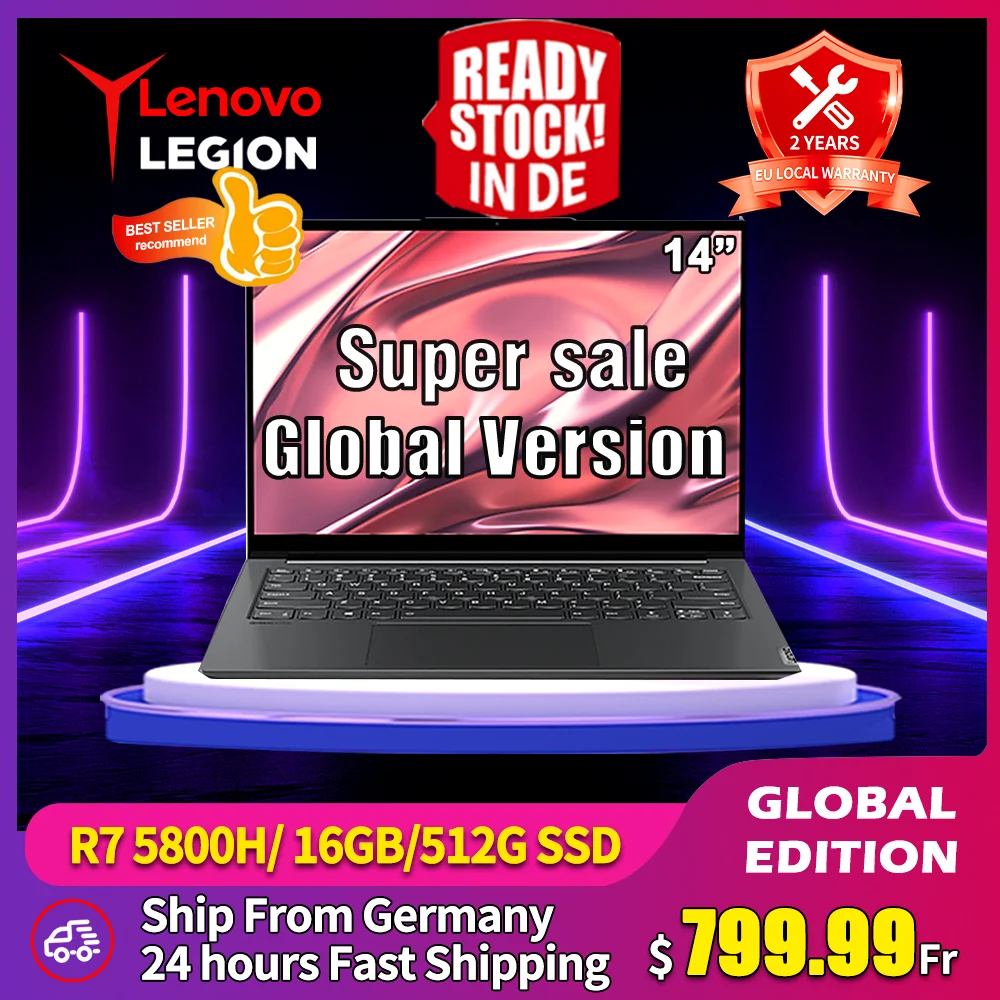

【Super Sale】Lenovo YOGA 14s Laptop AMD Ryzen 7 5800H 16GB 512GB SSD 14 Inch Full Screen Notebook 2.8K 90Hz IPS Office Ultrabook