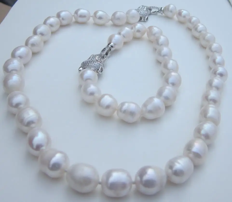 

NEW GENUINE AAA 9-12MM Cultured Akoya WHITE PEARL NECKLACE BRACELET 925 clasp