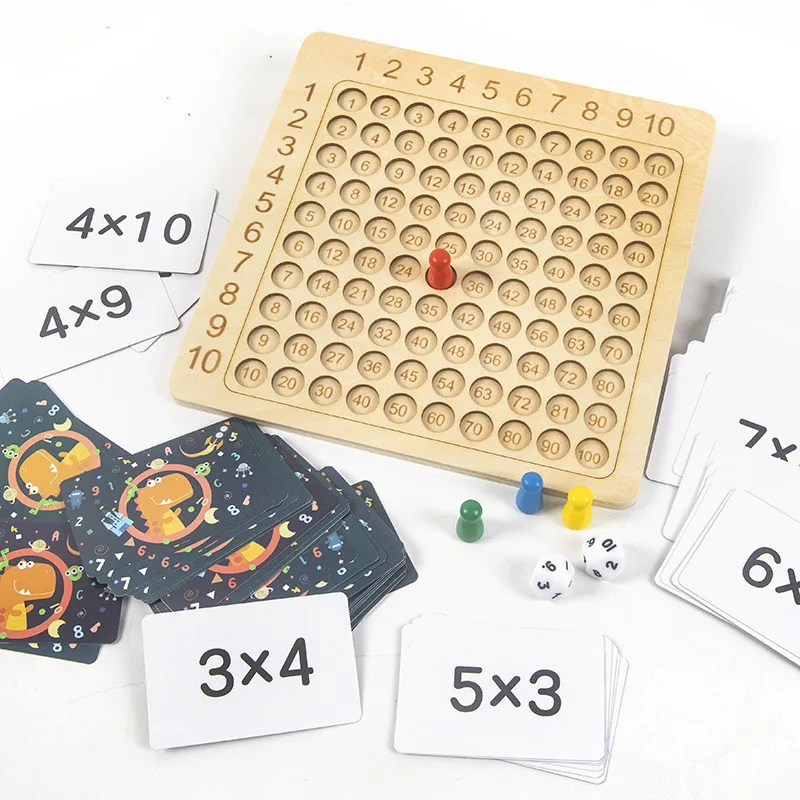 

Wooden Montessori Multiplication Board Game 99 Multiplication Table Math Counting Hundred Board Kids Learning Educational Toys