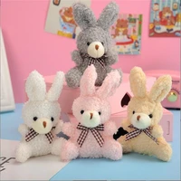 1pcs size 12cm new cute plush sitting bow rabbit plush animal buuny toy pet fashion baby girl child gift animal doll keychain