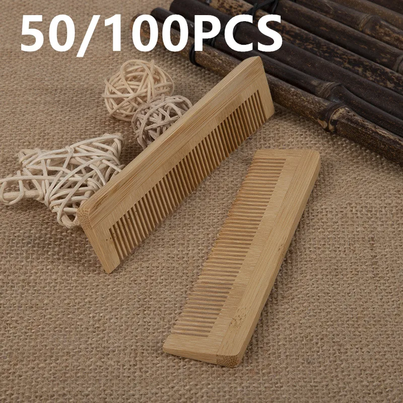 50/100PCS Natural Eco Friendly Wooden Comb Wholesale Scalp Hair Care Healthy Bamboo Comb Brushes for Hotel Travel