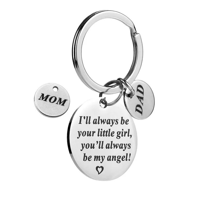 

Charms Key Chain Man Round Keychain Women Letter You'll Always Be My Angel Key Ring Chain for Pants Unisex Jewelry Metal Brelok