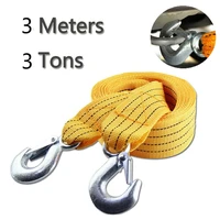 3m heavy duty 3ton car tow cable towing pull rope strap hooks van road recovery