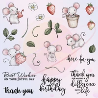 kawaii mouse and sweety strawberry metal cutting dies clear stamp scrapbooking craft decor diy dies silicone stamps for cards