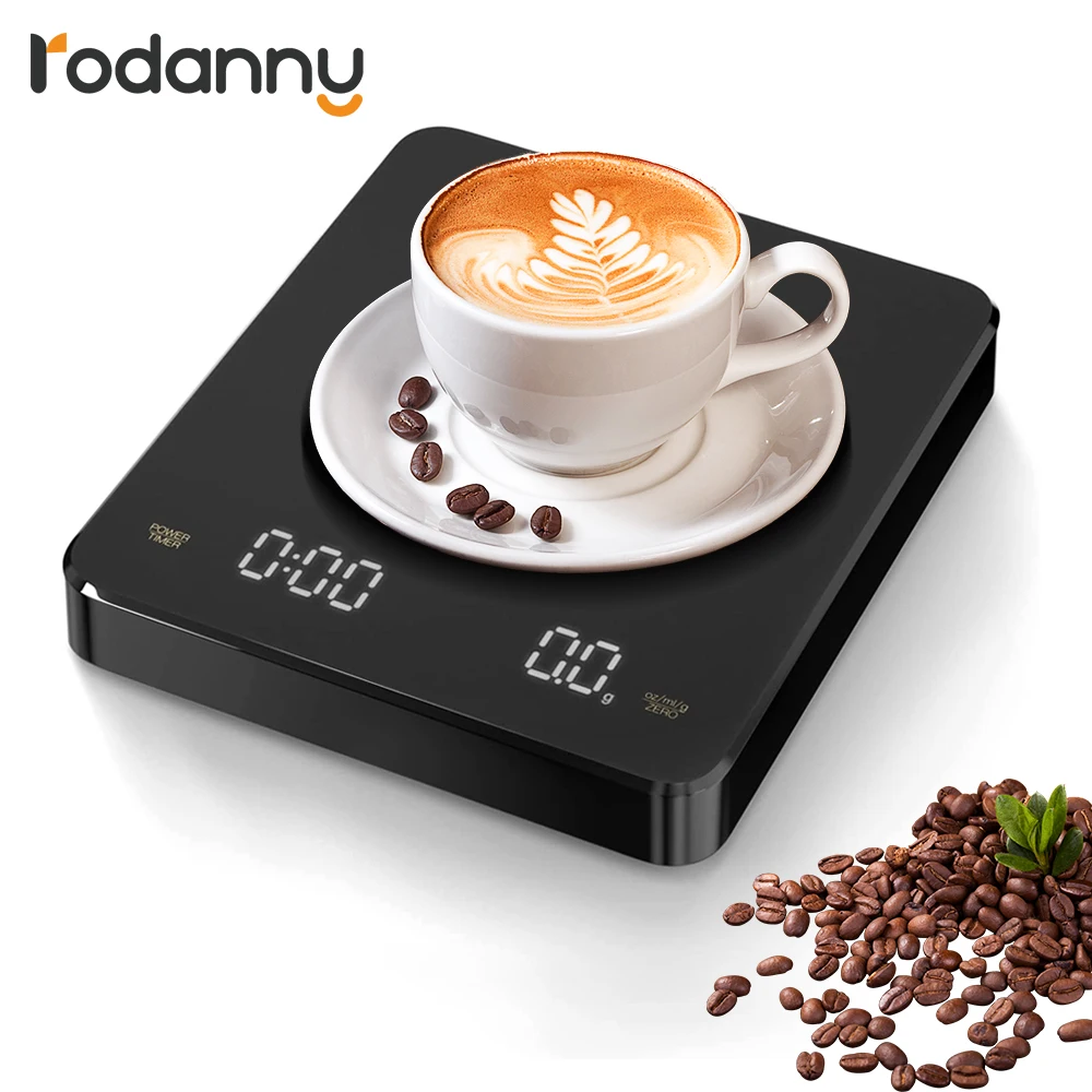 

Rodanny Digital Coffee Scale Rechargeable Drip Coffee Scale with Timer Smart Kitchen Scale with Touch Sensor Operation 3kg
