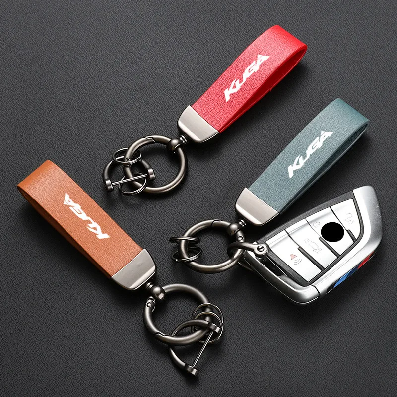 New High-end PU Rope Car Keychain Pendant Key Chain Holder Key Car Trinket Keyring For Ford Kuga For Men Women Car Accessories