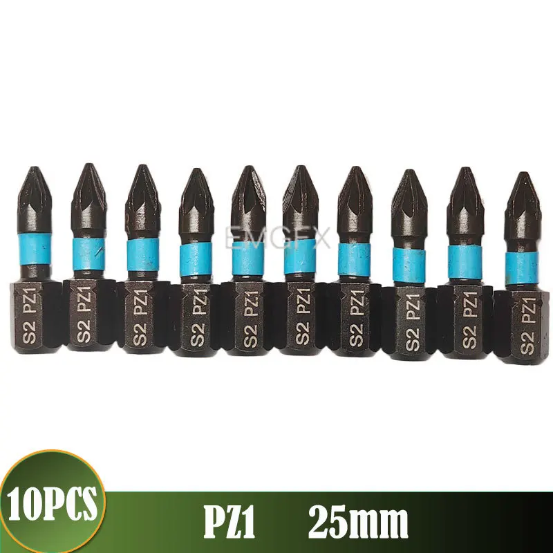 

10 шт. PZ1/PZ2/PZ3/PH2 S2 наборы отверток из легированной стали 25 мм для дрели ударная отвертка шестигранный магнит профессиональные рабочие инструменты