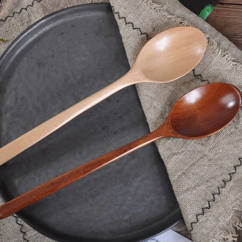 

1 Piece Wooden Spoon For Eating Mixing Stirring Cooking Wood Soup Spoons Long Handle Spoon With Japanese Style Kitchen Utensil