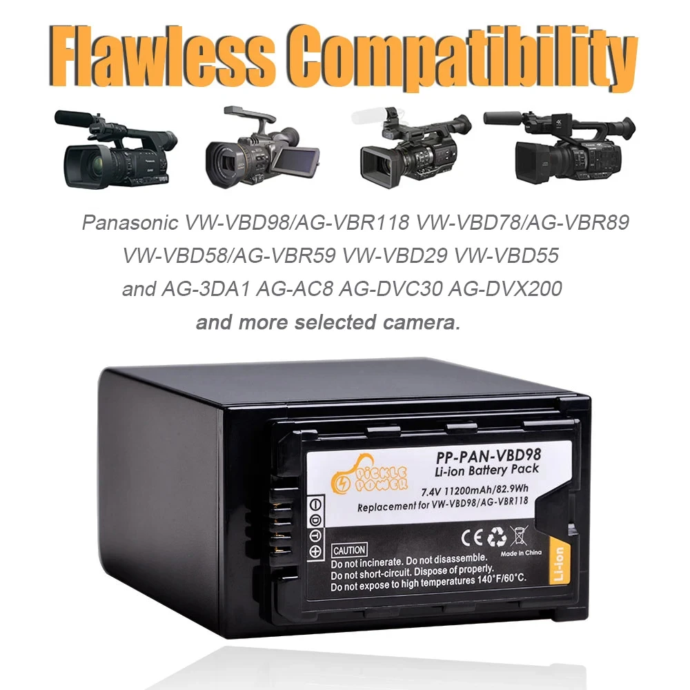 Аккумулятор VW-VBD98 VW VBD98 11200 мАч для Panasonic VBD58 VBD78 AG-VBR59 AG-VBR89 AG-VBR118 AJ-PX280 PX285MC AG-HPX265MC HPX260MC