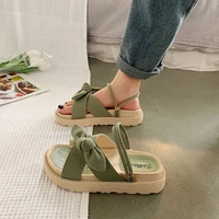 new butterfly knot sandals women summer comfort soft open toe flat slippers fairy style platform roman shoes outdoor shoes