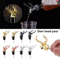 18 22mm alloy deer head wine pourer unique stag wine bottle stoppers wine aerators christmas ornament kitchen bar accessories