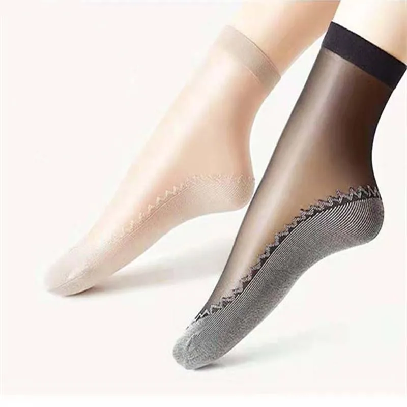 

1 Pairs Women's Socks Sexy Ultra-thin Elastic Silky Short Silk Cotton Bottom Supper Soft Classic Comfortable Transparent