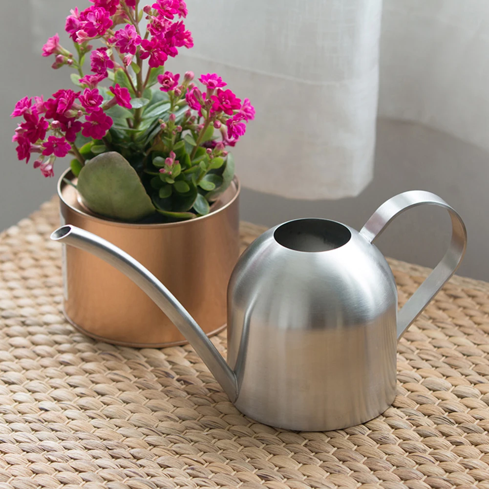 

500 Watering Pot Stainless Steel Long Mouth Green Plant Watering Can Golden Watering Kettle Small Watering Gardening Tool