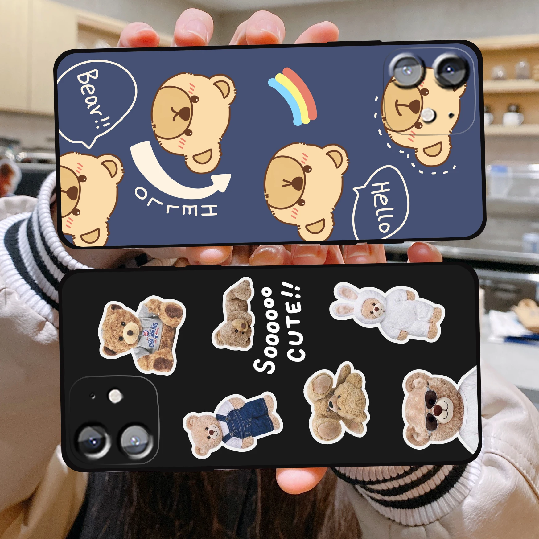 

Cute Bear Cartoon Bear iPhone Case For iPhone 12 Pro Max 13 Mini 11 X XS XR 7 8 Plus SE 2020 6S 6 Soft Silicone Cover Fundas