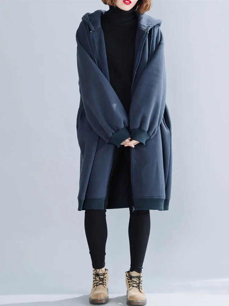 Толстовка с капюшоном больших размеров кардиган верхняя одежда женская средней