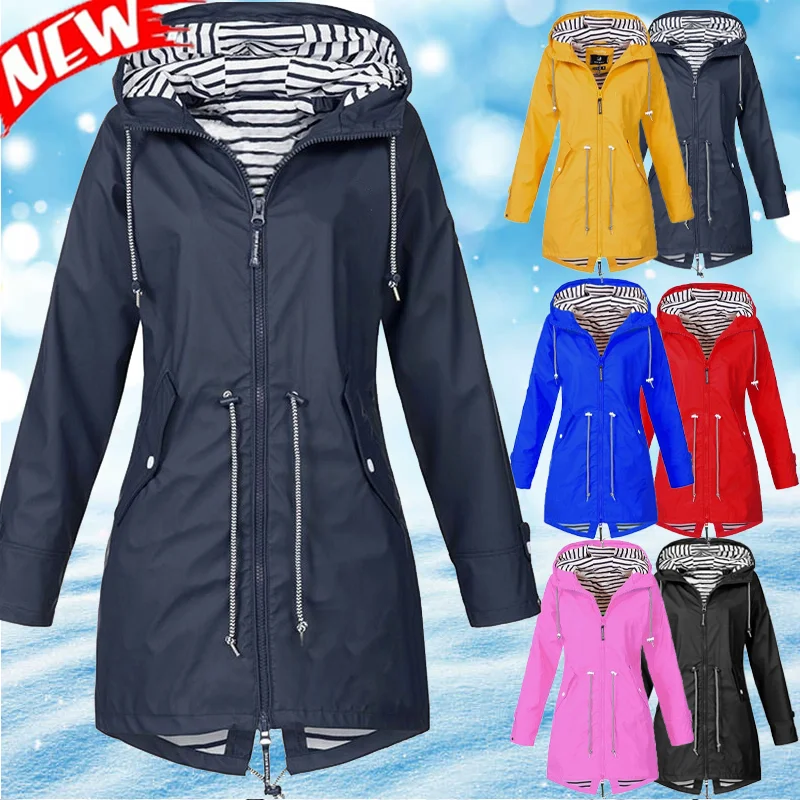 Женская модная Всесезонная уличная водонепроницаемая куртка от дождя
