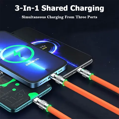 120 Вт 6А Кабель для быстрой зарядки 3-в-1 USB To Type C Micro Шнур для быстрой зарядки для Iphone Xiaomi Samsung Huawei Телефон Планшет Ноутбук