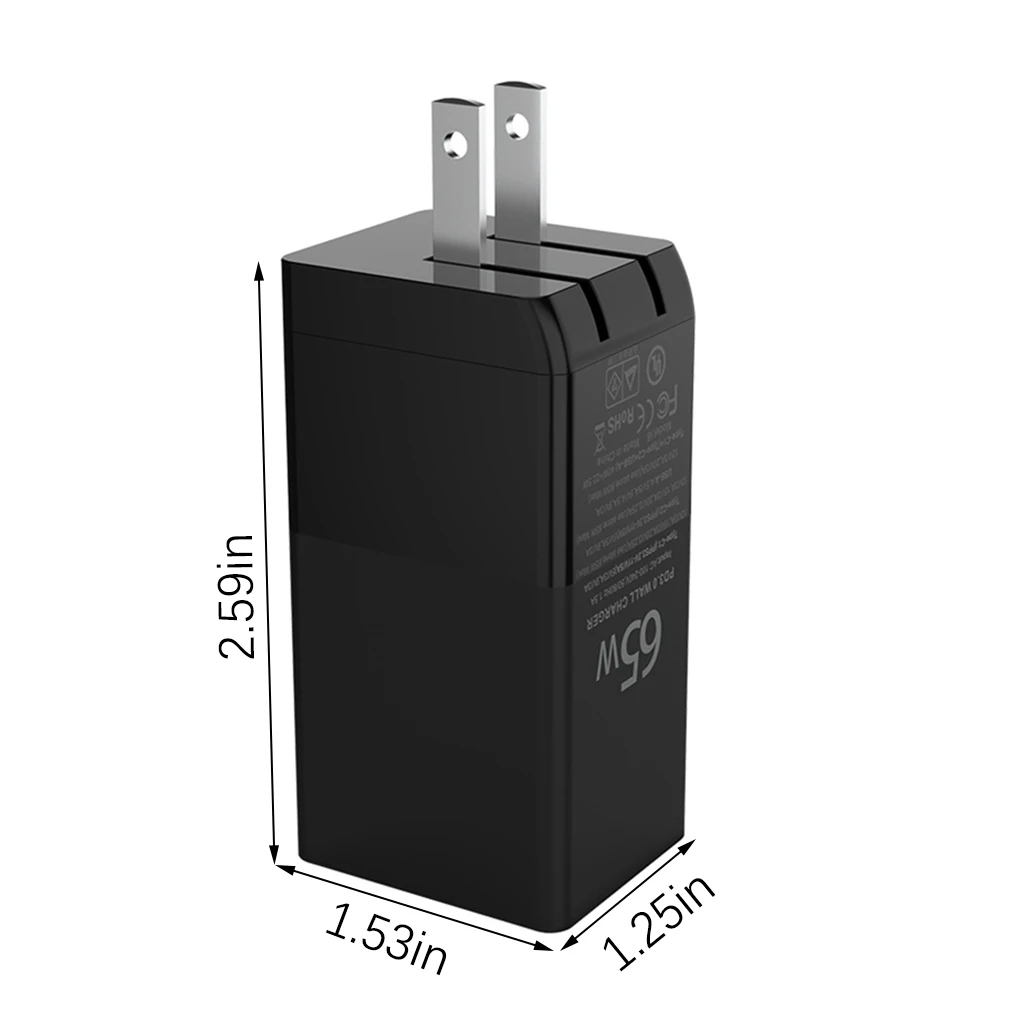Зарядное устройство 65 Вт USB Type-C, портативный адаптер для быстрой зарядки QC3 0, зарядное устройство для телефона, компьютера, европейская вилка