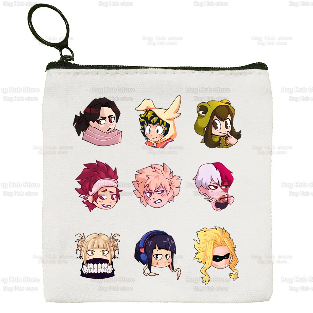 Boku No Hero Anime Cute Mini Coin Purse Canvas Student Wallet  My Hero Academia Bakugou Coin Case Zipper Hand Female Key Case