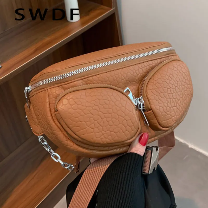 

SWDF Luxury Chain Waist Bag and Purses Women Crocodile Pattern Belt Bags Phone Packs Female Fanny Pack Fashion Brand Chest Pack