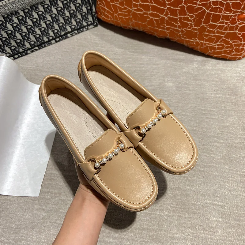 Ranbetty Women's Cow Leather Casual Penny Loafers Ladies Moccasins Soft Casual Walking Driving Comfort Slip-On Fashion Boat Shoe