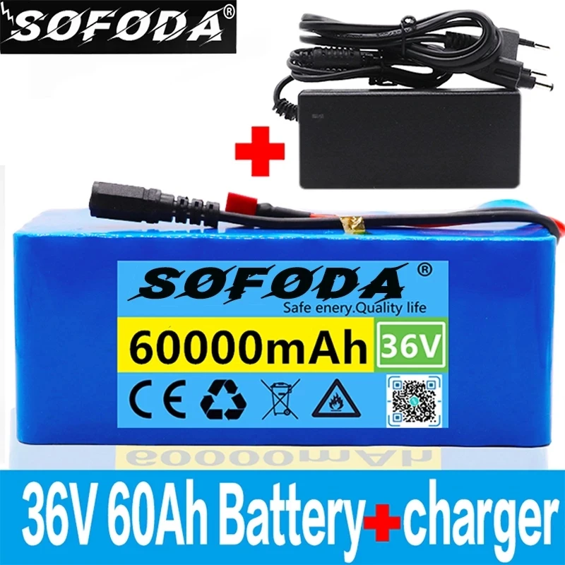 

2022 New10S4P 36V Battery 60Ah Battery Pack 1000W High Power Battery 42V 60000mAh 36v Electric Bike Battery BMS With 42v Charger