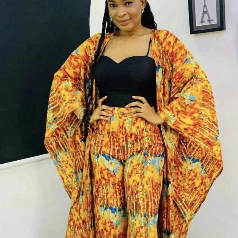 

Комплект из 2 предметов, платья с Африканским принтом для женщин, летняя одежда, длинное платье макси для вечеринки, Рамадан, ИД Мубарак, абай...