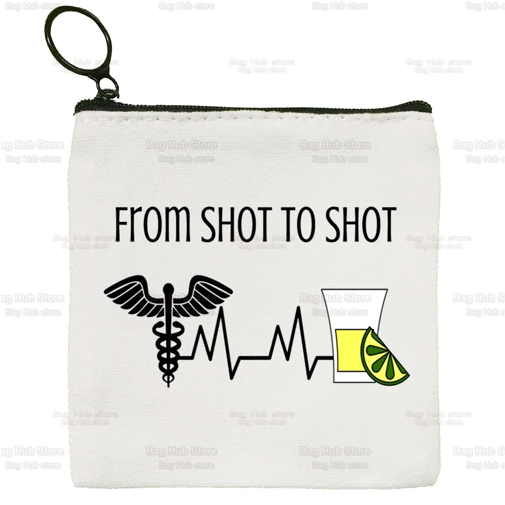 Nurse Canvas Bag Zipper Coin Key Bag Pocket Women Men Coin Purse Small Wallet