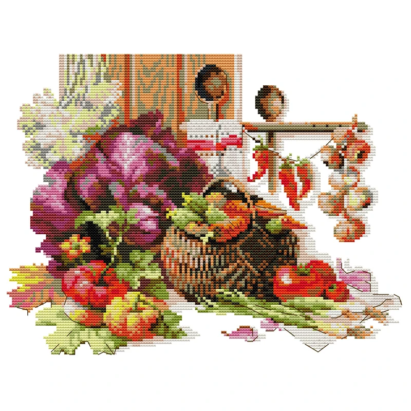 

Joy Sunday Cross Stitch Kit Full of Harvest 14CT Print Fabric Stamped Cross Stitch Pattern Craft Kit