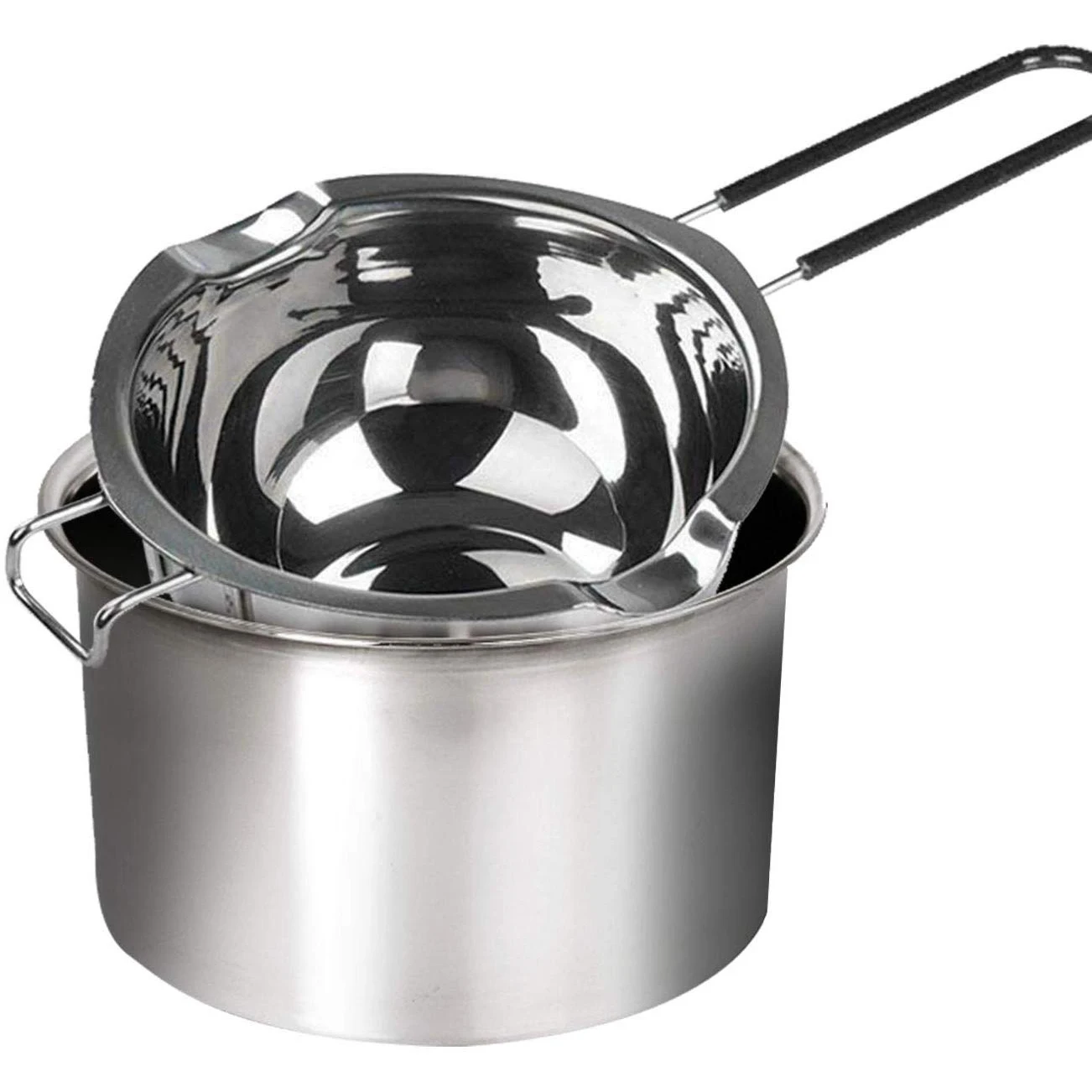 

2-Pack Stainless Steel Double Boiler Heat-Resistant Handle for Chocolate Butter Cheese Caramel and Candy- Steel Melting Pot 2