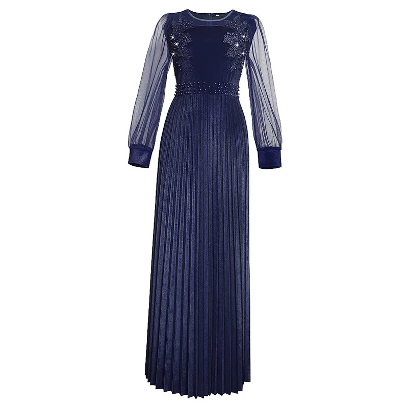 Fashion African Muslim Women Long Dress Bead Embroidery Noble Luxury Retro Evening Dress Arab Islamic Party Show Long Dress