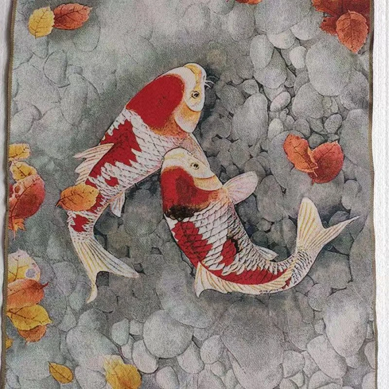 Картина ткани с вышивкой Тханка картина Два рыбы для украшения дома и офиса