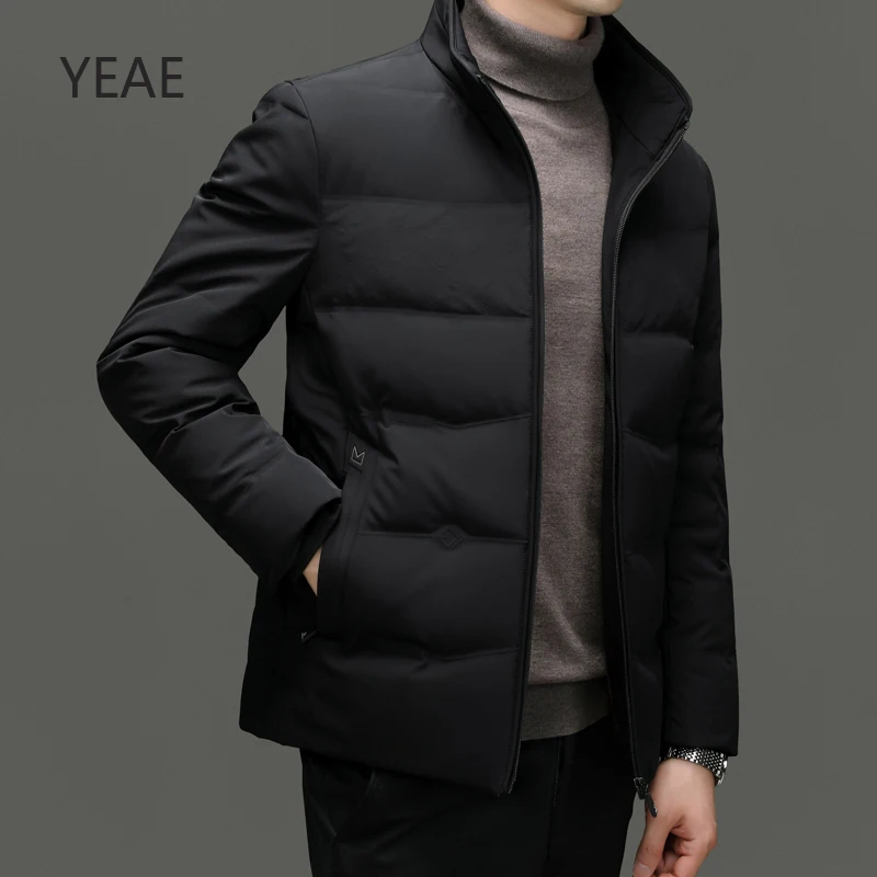 Мужская легкая пуховая куртка YEAE дизайнерская зимняя молочного цвета с