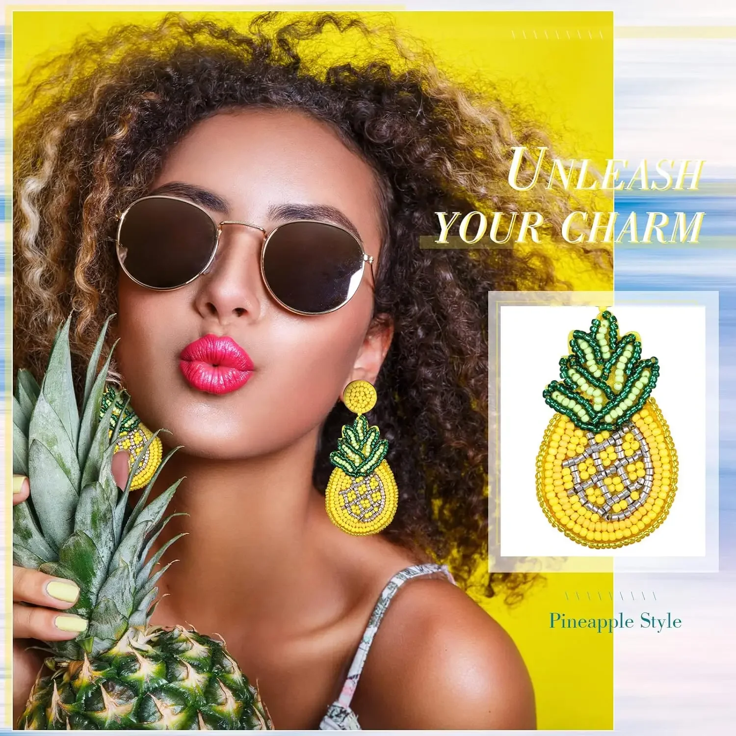 4 пары серег с фруктами и бисером богемные массивные висячие серьги арбузом