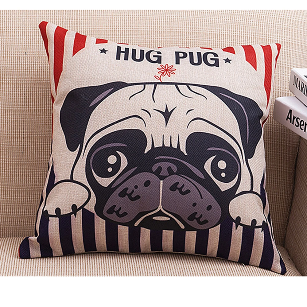 

Хлопковая льняная наволочка для подушки 45 х45 см в виде собаки